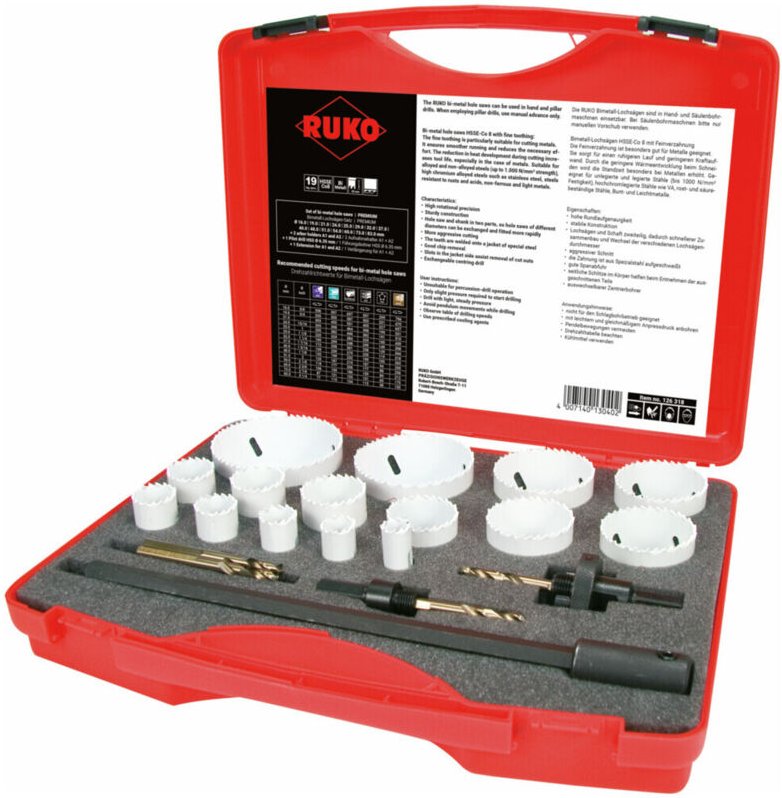 Ruko - Bimetall-Lochsägen-Satz HSSE-Co 8 im Kunststoffkoffer - 126318