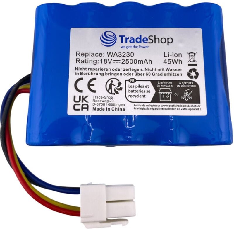 Trade-Shop Li-Ion Akku 18V / 2500mAh kompatibel mit Scheppach AK4.0-RC-20Li 7913001716, Sunseeker LBF2025 / Ersatz für M...