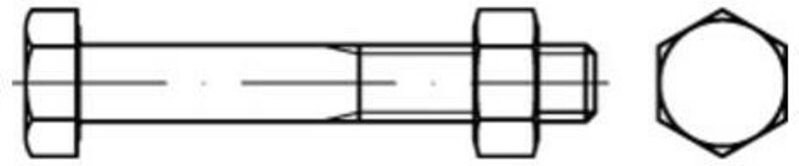 Thumbnail - Din 601/ISO 4016 Sechskant-Schaftschraube M24x85 Stahl 4.6 galvanisch verzinkt m. Mutter 10 Stk