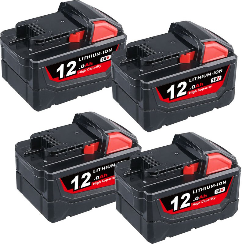 PDstation 4X M18 18V 12,0Ah Ersatzakku für Milwaukee M18 Kompatibel mit Milwaukee M18 M18B 48-11-1840 48-11-1828 48-11-1...
