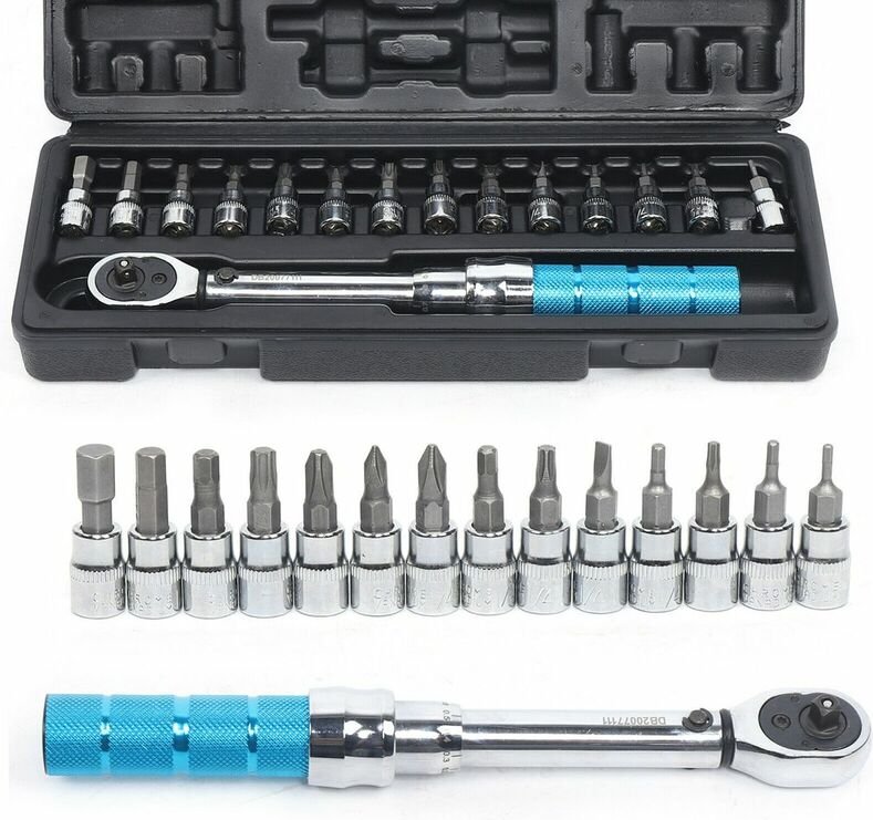 15-teiliger Drehmomentschlüssel, Fahrrad-Drehmomentschlüssel-Werkzeug, Fahrrad-Drehmomentschlüssel, 1/4 Zoll, 2–14 Nm, m...