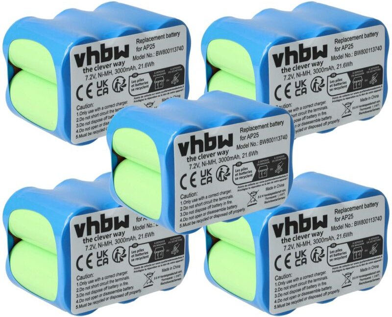 Vhbw - 5x Akku Ersatz für Pellenc AP25 für Werkzeug (3000 mAh, NiMH, 7,2 v)