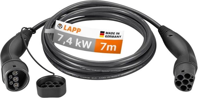Thumbnail - Ladekabel Typ 2, bis zu 7,4 kW, 7 m, schwarz, (5555934006) 32 A, 1-phasig, zum Laden von Hybrid- und Elektroautos mit Ty...
