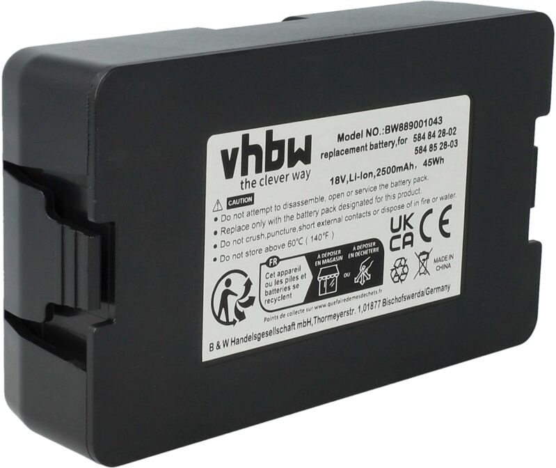 Vhbw - 1x Akku kompatibel mit Husqvarna Automower 330X (2013-2015), (2017) Rasenroboter (2500mAh, 18V, Li-Ion)