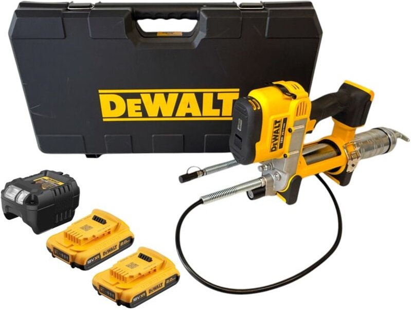 DeWalt DCGG 571 D2K Akku Fettpresse 18 V + 2x Akku 2,0 Ah + Ladegerät
