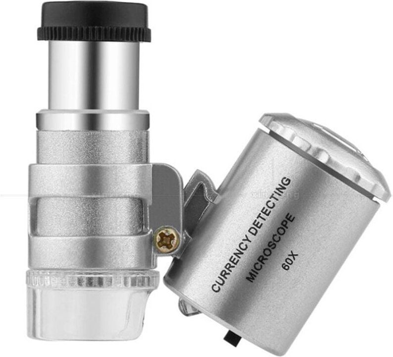 Lntyq Loupe éclairante, loupe poche mini microscope de poche loupe UV détecteur de monnaie bijoutier loupe avec la lumiè...