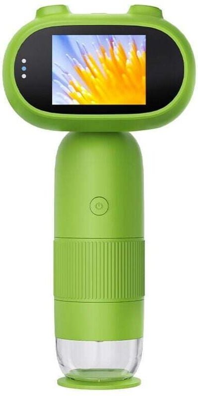 Kindermikroskop 500-1000x, 5 cm (2 Zoll), 8 LEDs mit Fokussierrad, 2 Megapixel, tragbares Digitalmikroskop – Grün