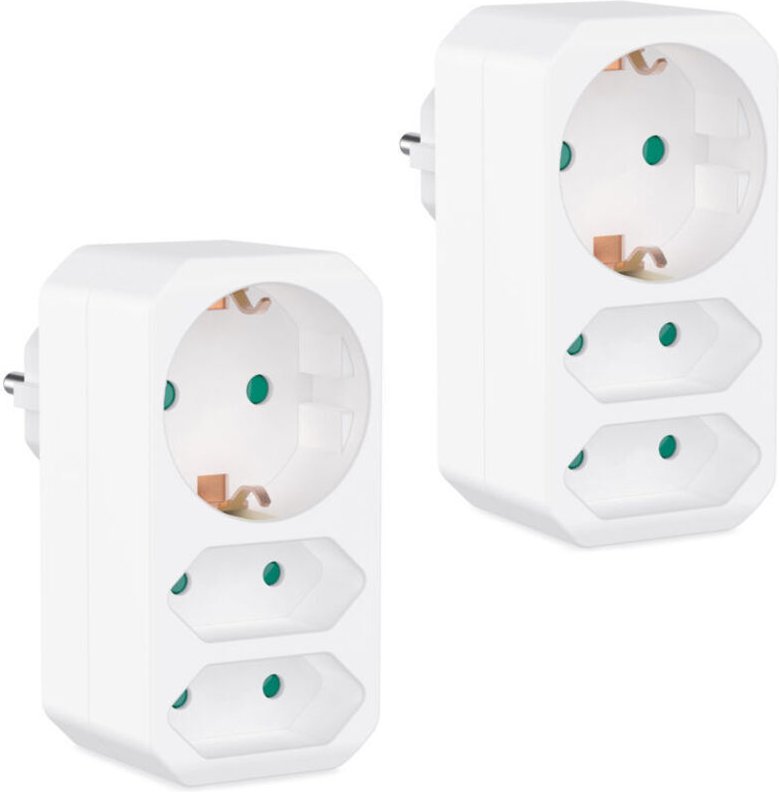 Vtizikl Lot de 2 multiprises blanches - Adaptateur de prise avec sécurité enfant - Double prise 3680 W - Multiprise trip...