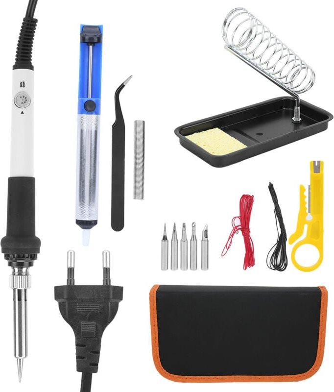 15-teiliges elektrisches Lötkolben-Set, elektronisches Lötwerkzeug mit einstellbarer Temperatur, weiß, 60 W, professione...