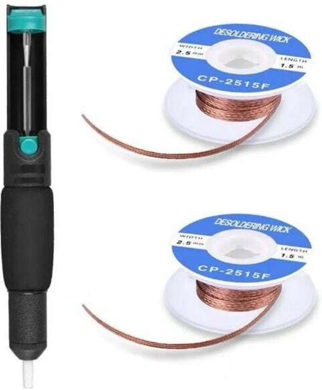 21 cm Entlötpumpe und Entlötlitze, Entlötwerkzeug mit 2 Litzen und 1 Entlötpumpe, Lötreinigungsset zum Entfernen von Löt...
