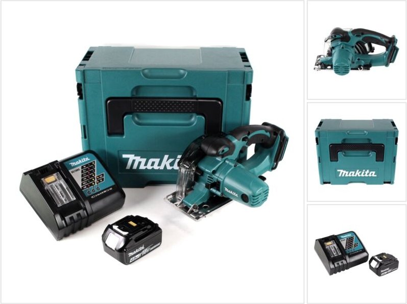 Makita DCS 552 RM1J 18 V Akku Metall Handkreissäge 136 mm im Makpac + 1x 4,0 Ah Akku und Lader + Sägeblatt und Schutzbri...
