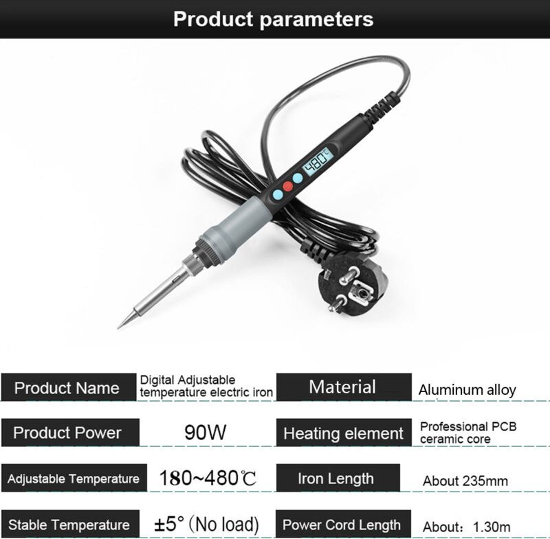 HANDSKIT 90W Elektrischer Lötkolben mit konstanter Temperatur 180480℃, LCD-Digitalanzeige, °C/°F-Umrechnung