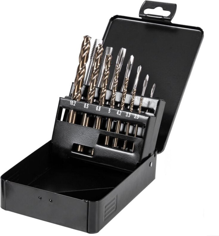 Maschinengewindebohrer Satz, hss-e Co5, M3-M12, inkl. Kernlochbohrer Satz, Gewindeschneider Set, Gewindebohrer Set, Coba...