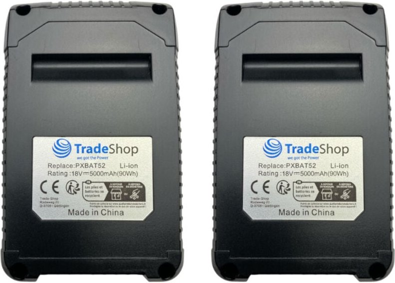 Trade-shop - 2x Li-Ion Akku 18V / 5000mAh für Kraftixx kx-ahe 1820 Li Solo, kx-ahs 1858 Li Solo, kx-aks 1825 Li Solo ers...