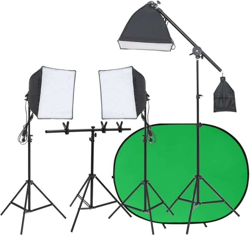 Fotostudio-Kit mit Beleuchtung und Hintergrundscreen