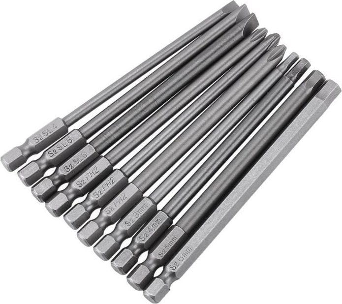 Ej.life - 10pcs 1/4 Zoll Sechskant Schaft Langes Magnetisches Bits, Schraubenzieher Satz 100mm Elektrowerkzeuge (schlitz...