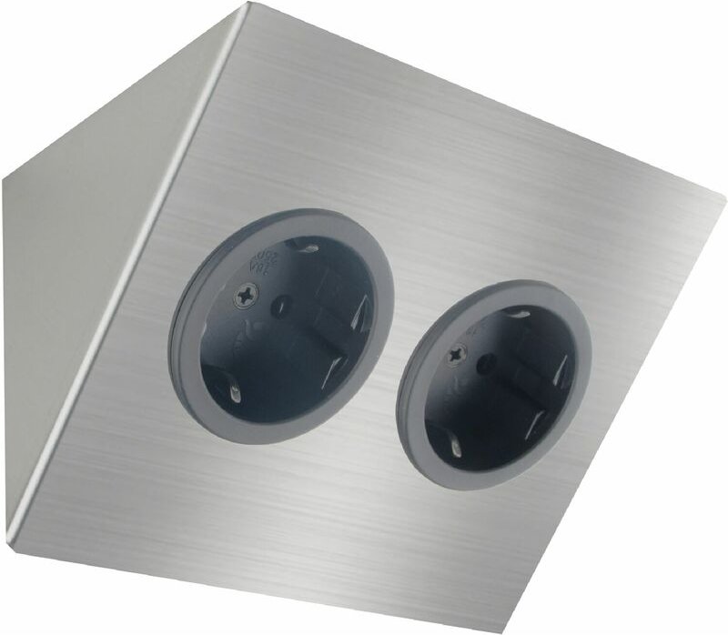Steckdosenelement 2ST14 2 Schukosteckdosen Edelstahl - Caressi