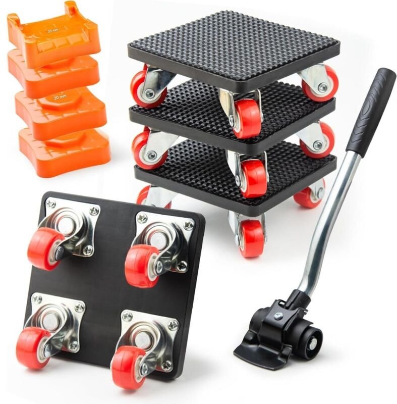 bewegliche Rollen mit Lasthebesystem – Tragkraft 400 kg – 360° drehbare Rollen – Schwerlast-Möbelrollen – mit Transportr...