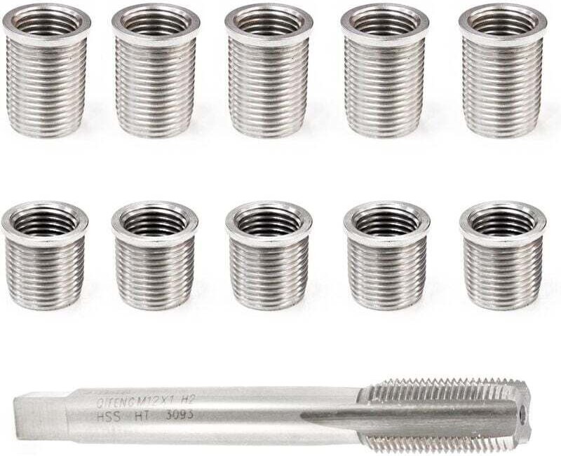 Vtizikl Outil de réparation de filetage de bougie d'allumage Boulon M10x1.0 + M12x1.0 Kit de matériel d'accessoires auto...