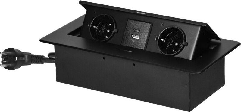 Orno Elektrische Möbelsteckdose schwarz mit USB-Ports