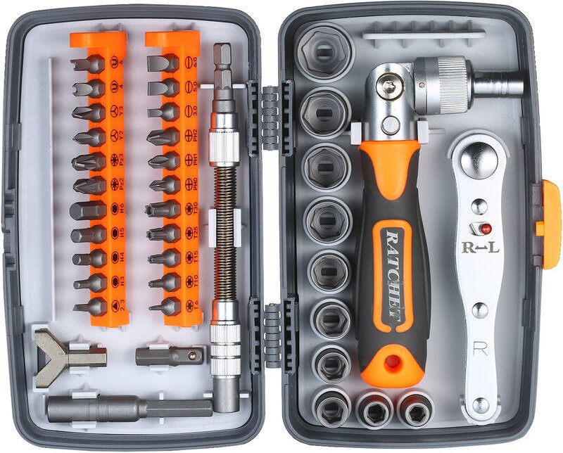 38-teiliger Kfz-Steckschlüsselsatz mit Ratschenschlüssel