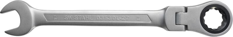 03530L-27 Gabelringratschenschlüssel 27 mm i Ringschlüssel mit Gelenk i 72 Zähne i Maulschlüssel mit Ringratsche i Ringr...