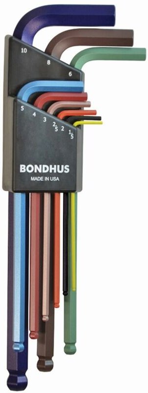 Set mit 9 ColorGuard Winkelschraubern mit Kugelspitze™ in 1,5-10 mm metrisch Bondhus 69499