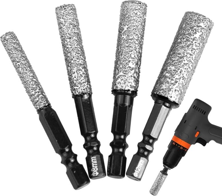 Jalleria - Beton-Lochsägen-Set – Hartlötbohrer mit Sechskantschaft für Glaskeramik Bohrzubehör für Granit, Porzellan, Me...