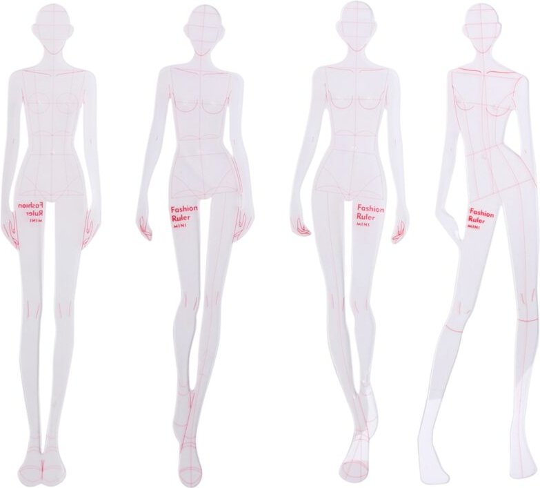 Tlily - Lineale für Modeillustrationen, Skizzen, Muster, Lineal, Nähen, Humanoide, Kleidungsdesign, Messung, Typ a