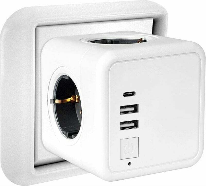 Tigrezy - Cube Wand-Steckdosenleiste, 4 Steckdosen mit 3 USB-Netzen, 7-in-1 USB-Netzsteckdosenleiste mit Schalter für Zu...