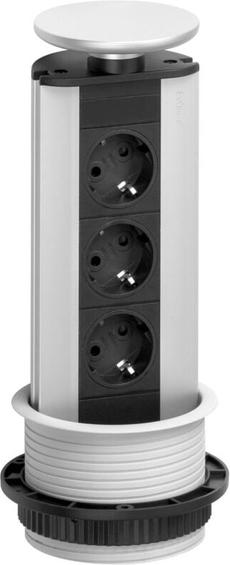 Evoline - Power Port 3-fach Steckdosenleiste Schwarz-Silber