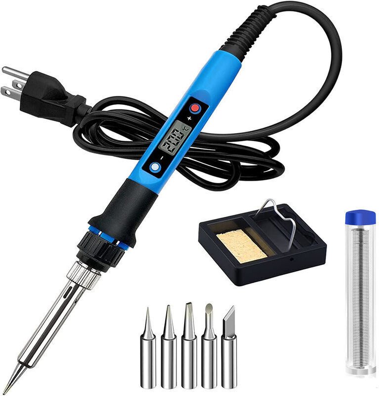 Visible 100W Elektrisches Lötkolben-Set mit einstellbarer Temperatur (180℃-500℃) und Ein-/Ausschalter, 5 Ersatzspitzen f...