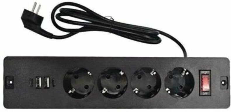 Unterputz-Steckdosenleiste mit integrierter Steckdose, USB-C-Datenkabel, 1,7 m Kabel und Schalter, für die Arbeitsplatte...