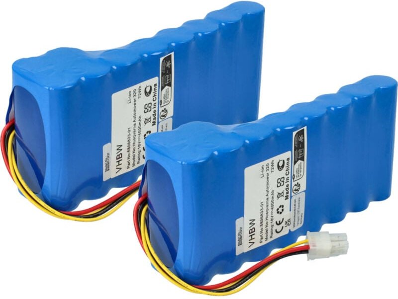 2x Akku Ersatz für Husqvarna 580 68 33-01, 580683301, 5806833-01, 580683302, 5806833-02 für Rasenmäher (4000mAh 18V Li-I...