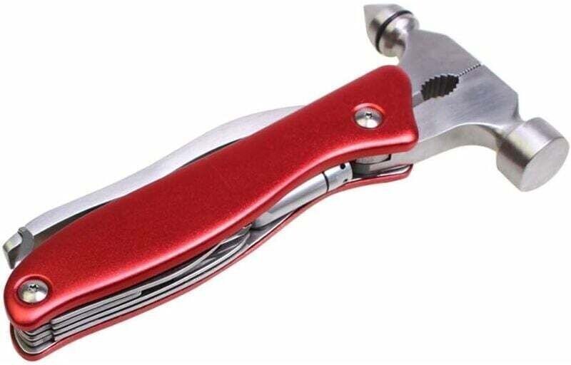 Multifunktions-Autosicherheitshammer aus Edelstahl, tragbares Werkzeugset für Auto-Evakuierung, Camping, Haushalt, Rot