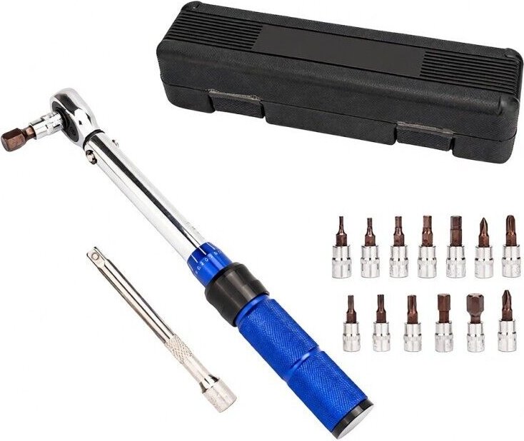 Chiave dinamometrica per biciclette (attacco da 1/4 di pollice, da 2 a 24 Nm), kit di attrezzi per bici da strada e moun...