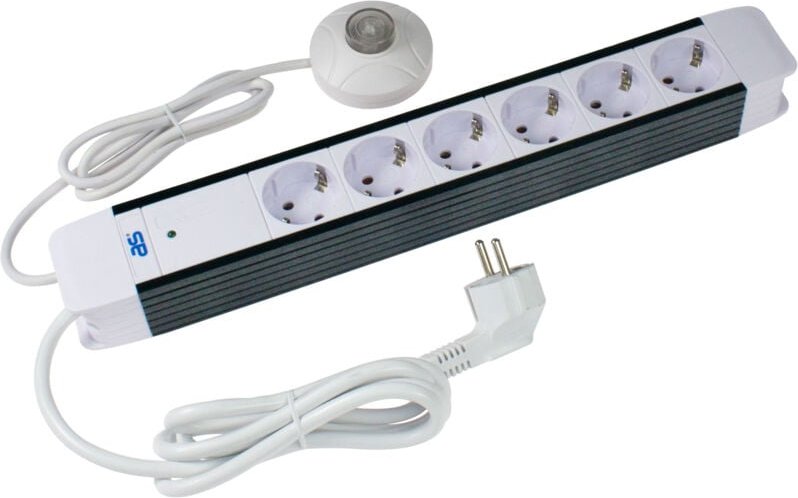 6-fach Steckdosenleiste Hand-/Fußschalter Leuchte 1,5m IP20