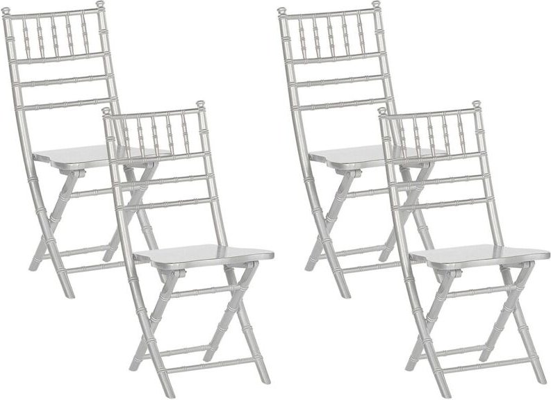 Beliani - Esszimmerstuhl 4er Set Silber Buchenholz Sperrholz Klappbar Modern