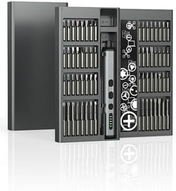 Elektrisches Schraubendreher-Set, Mini-Akkuschrauber, 68-in-1 Präzisionsschraubendreher mit LED-Beleuchtung, 64 magnetis...