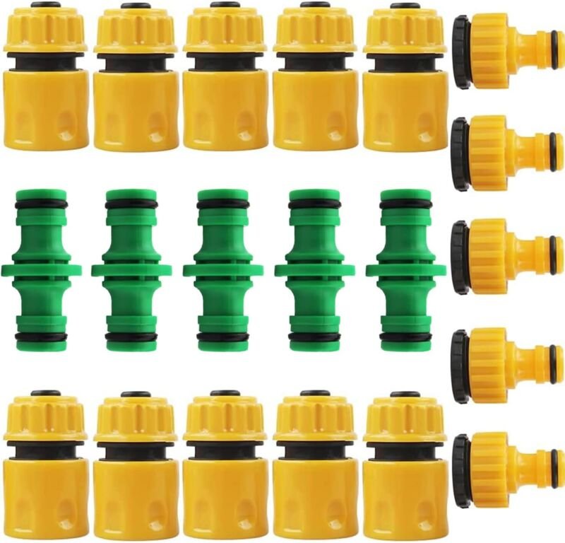 20 Piece Hose Connector Set 5x 1/2 Zoll Quick Hose Connectors 10x 1/2 oder 3/4 Zoll Double Plug Hose Coupling 5x 1/2 ode...