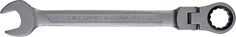 SW-Stahl 03530L-19 Gabelringratschenschlüssel 19 mm I Ringschlüssel mit Gelenk I 72 Zähne I Maulschlüssel mit Ringratsch...