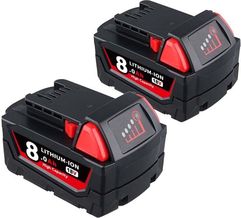 Pdstation - 2er-Pack 8,0 Ah 18 v Lithium-Ersatzakku für Milwaukee 18 v M18 48-11-1820 48-11-1850 48-11-1860 48-11-1828 4...