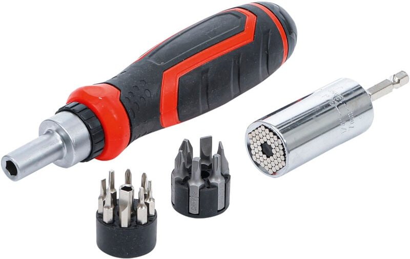 Bgs Technic - Präzisions-Bit- / Multi-Einsatz-Satz mit Ratschen-Drehgriff für Bits, umschaltbar 17-tlg.