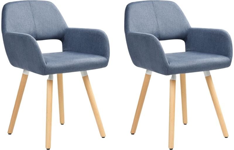 Beliani - Esszimmerstuhl 2er Set Marineblau Polsterbezug Holzbeine Retro-Stil