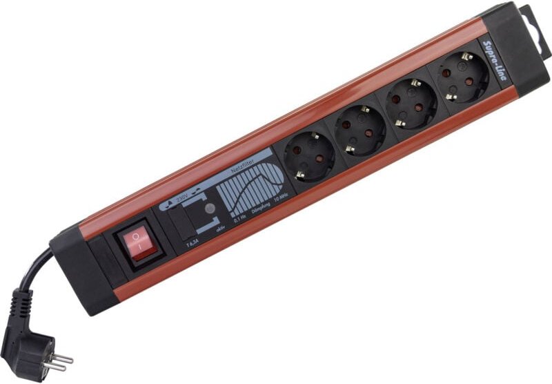 FP - rev 0014462613 Steckdosenleiste mit Schalter 4fach Schwarz, Rot Schutzkontakt 1 St.