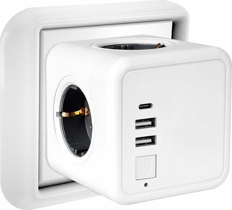 Mehrfach-USB-Steckdose, Würfel-Wandsteckdosenleiste 4 Steckdosen mit 3 USB-Netzen, 7-in-1-USB-Netzsteckdosenleiste mit S...