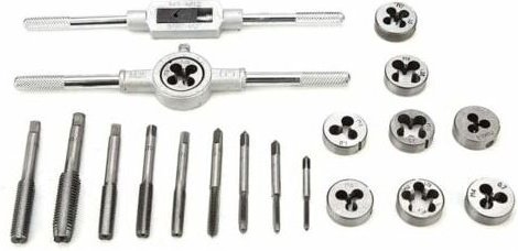 Ymyny 20-teiliges Gewindebohrwerkzeug, Gewindebohrer und Schneideisen, Gewindeschneidschraubenausdreher, M3-M12 Stahl, m...