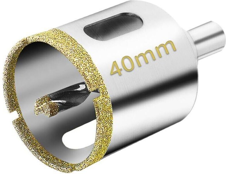 40-mm-Diamant-Lochsäge mit Zentrierbohrer, Diamant-Kernbohrer für Fliesen, Porzellan, Glas, Marmor und Keramik