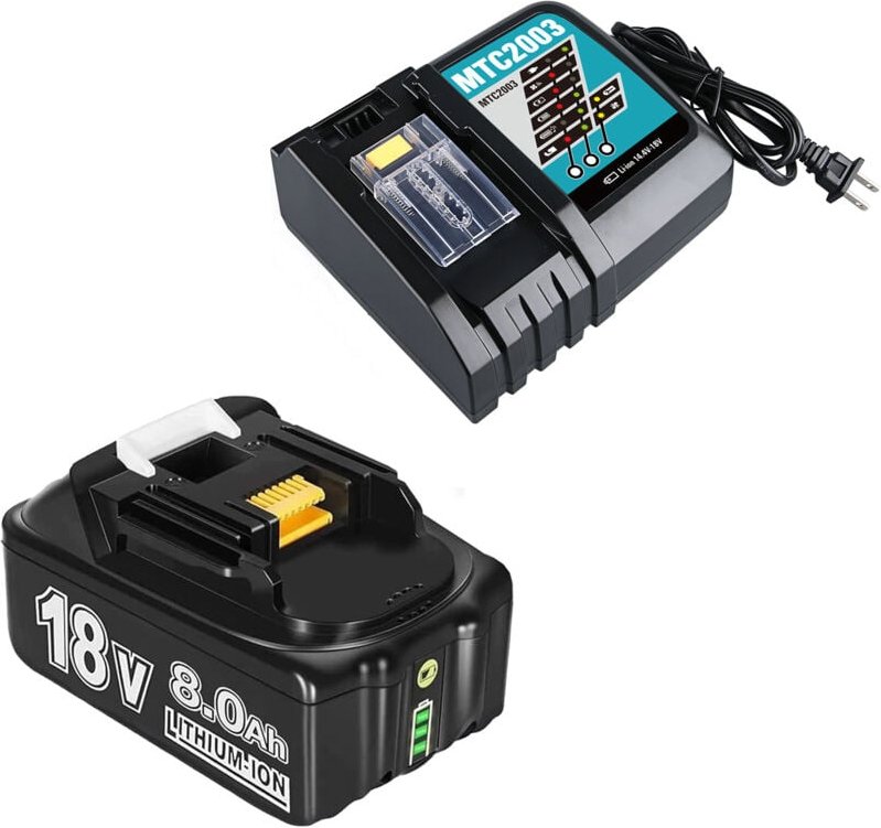 Pdstation - 1 Packung Ersatzakku 18 v 8,0 Ah, kompatibel mit 3 a Ladegerät DC18RC, kompatibel mit Makita 18 Volt Akku BL...