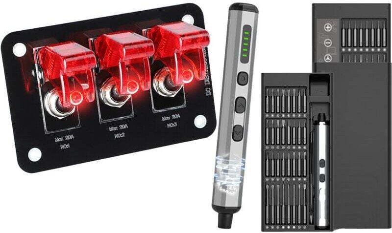 Interrupteur Commutateur 20A Rouge 12V avec Tournevis pour Van Camping-Car Aménagé